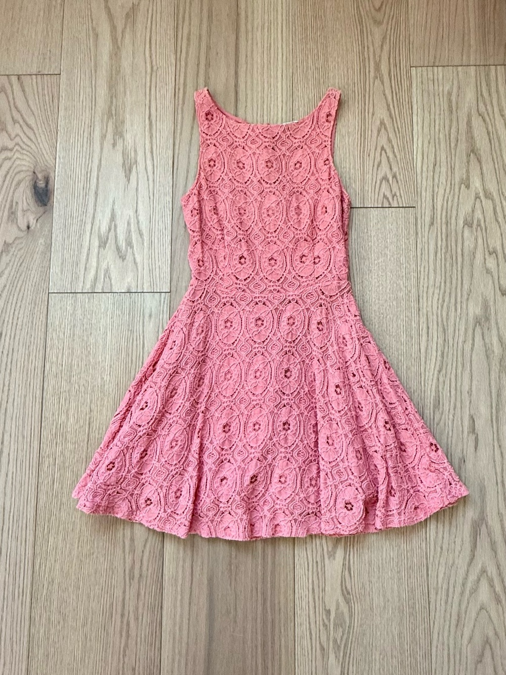 BB Dakota Coral Pink Lace Sleeveless Fit-and-Flare Dress
